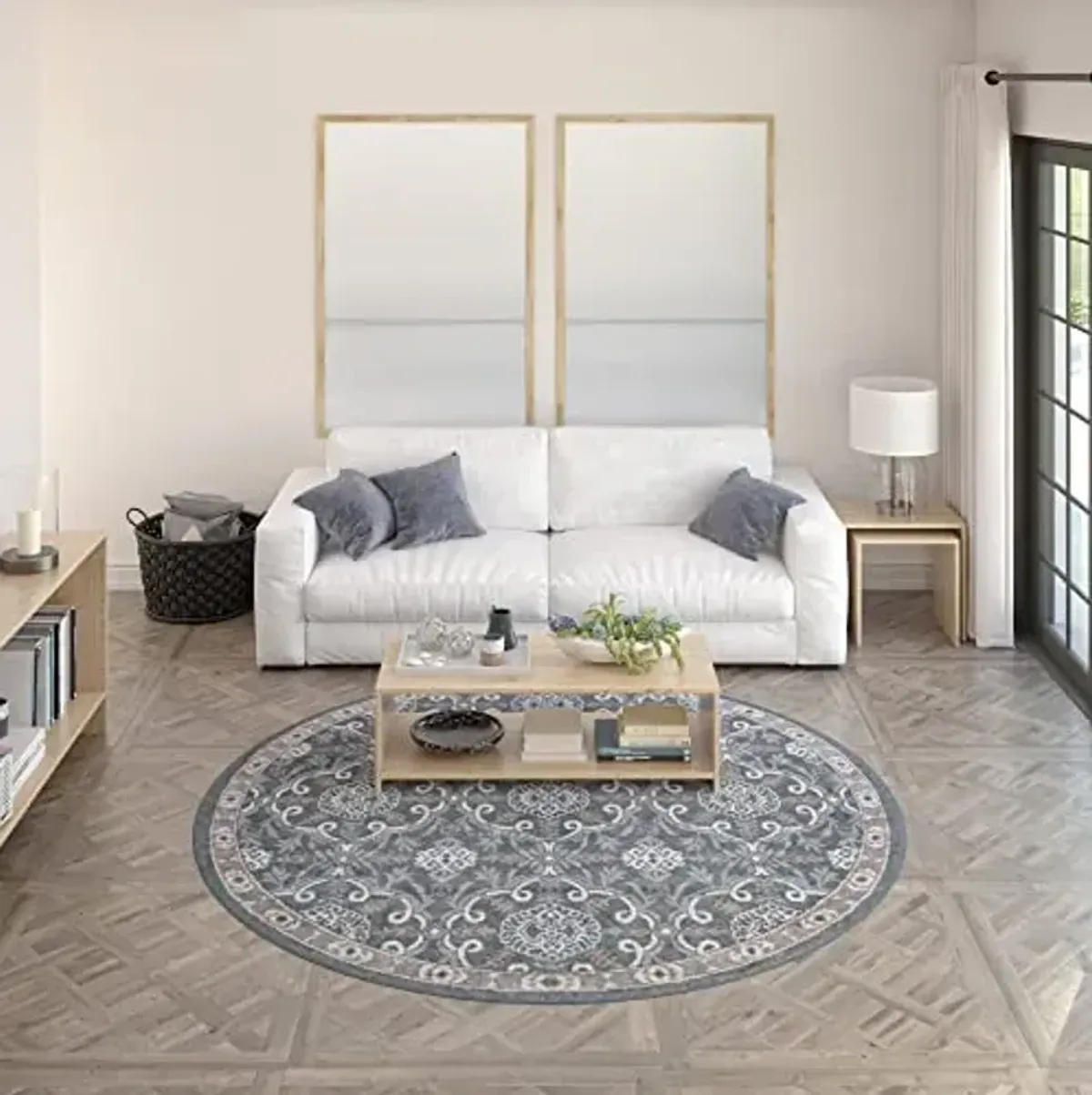 Universal Rugs Izel Round Area Rug, 8', Gray