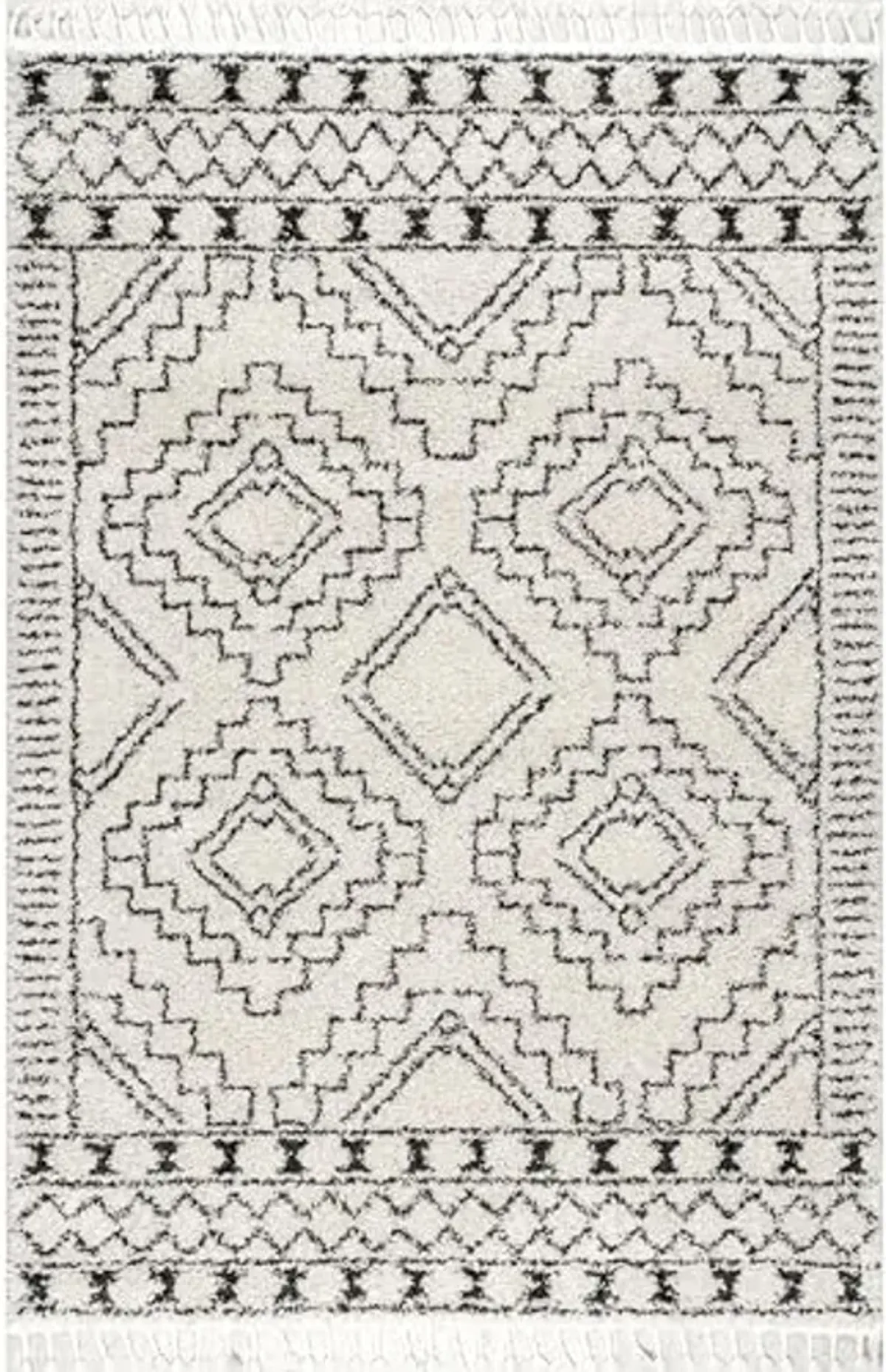 nuLOOM Vasiliki Moroccan Shag Tasseled Area Rug, 7x9, Off-white