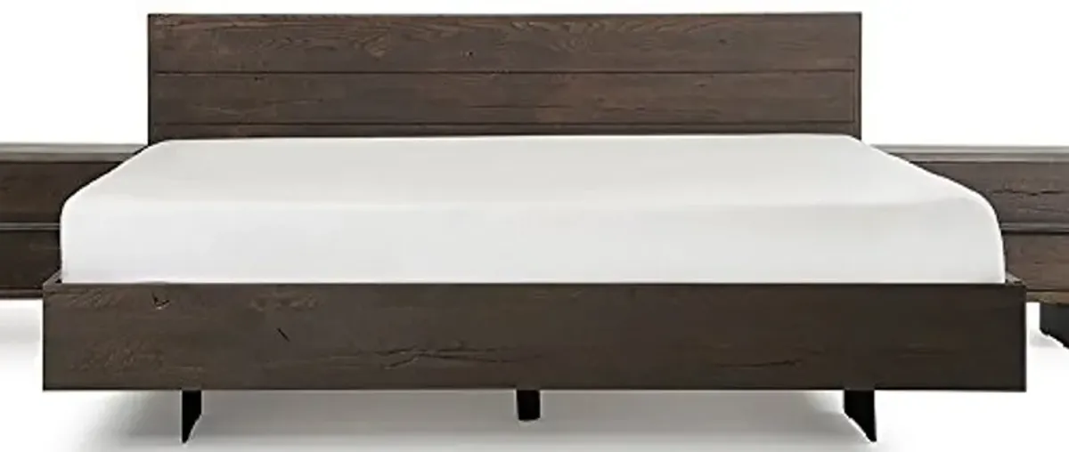 VIG Furniture Limari Home Selma 63x86 Sunken Modern Solid Aged Oak Wood Queen Bed in Brown