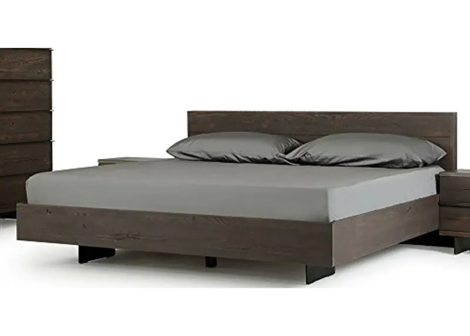 VIG Furniture Limari Home Selma 63x86 Sunken Modern Solid Aged Oak Wood Queen Bed in Brown