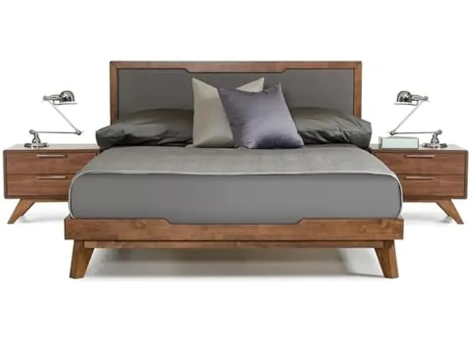 VIG Furniture Limari Home Soria 64x83 Modern Fabric & Wood Queen Bed in Gray/Walnut