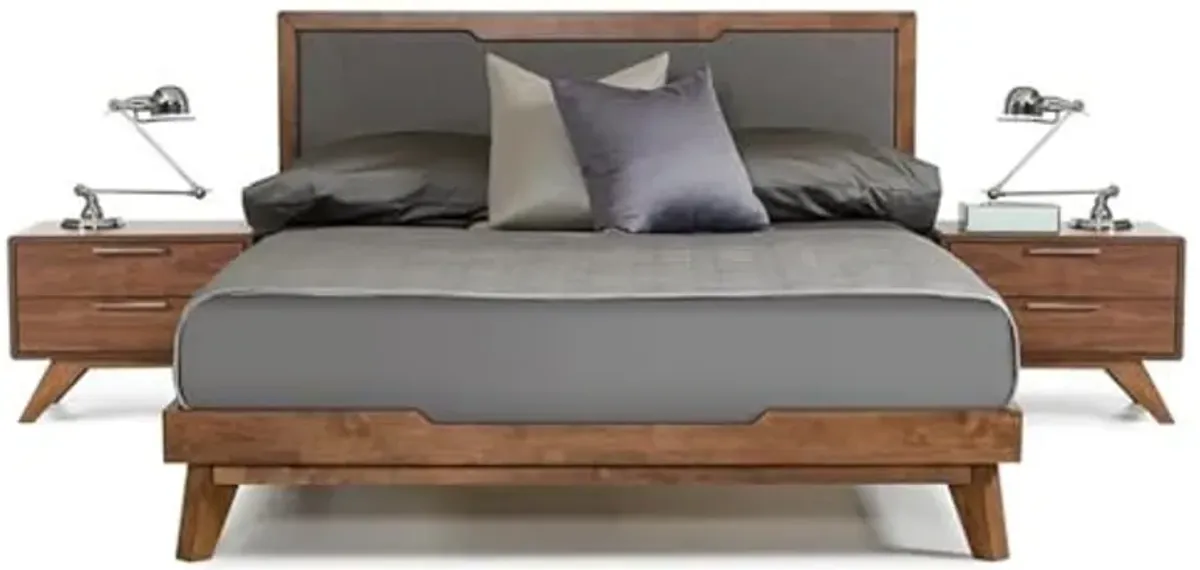 VIG Furniture Limari Home Soria 64x83 Modern Fabric & Wood Queen Bed in Gray/Walnut