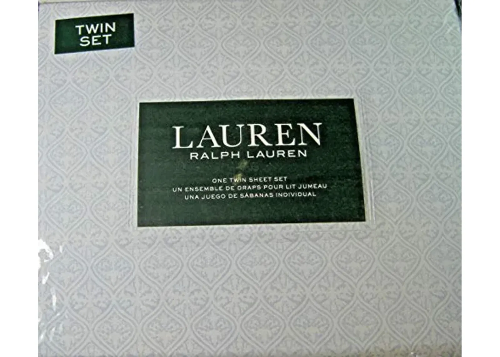 Lauren Ralph Lauren Twin Size Medallion Print Sheet Set Light Blue and White Cotton