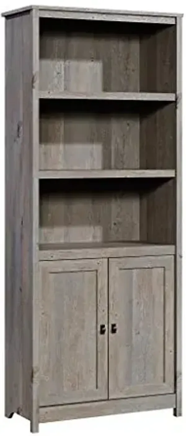 Sauder Cottage Road Book Shelf, Bookshelf with Storage, Library Bookcase with Doors and Adjustable Shelves, in Mystic Oak Finish