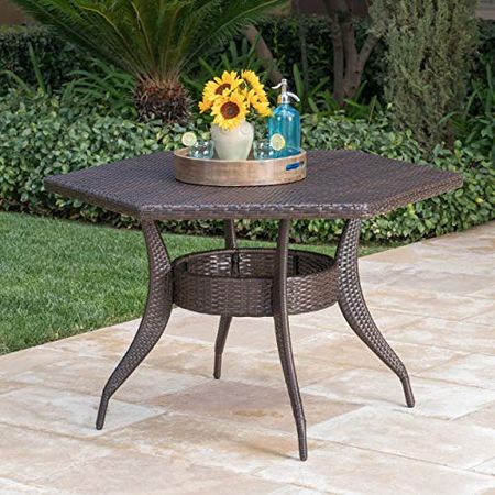 Christopher Knight Home Gybson Outdoor 53" Wicker Hexagon Dining Table, Multibrown