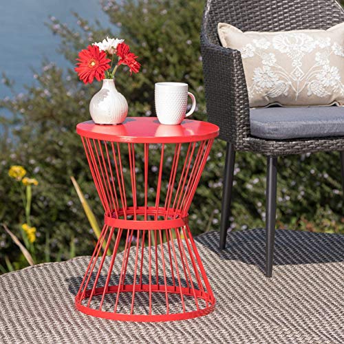 Christopher Knight Home Lassen Outdoor 16" Iron Side Table, Matte Red