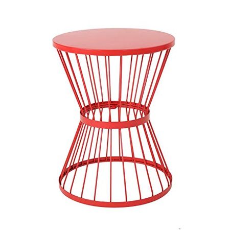 Christopher Knight Home Lassen Outdoor 16" Iron Side Table, Matte Red