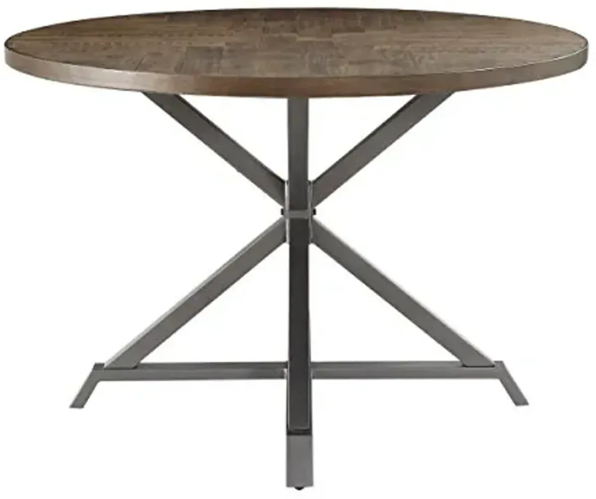 Homelegance Fideo 45" Round Industrial Style Dining Table, Pine,Brown