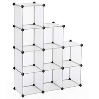 SONGMICS Cube Organizer, 9-Cube Book Shelf, DIY Plastic Closet Cabinet, Modular Bookcase, Storage Shelving for Living Room, Office, 36.6 x 12.2 x 48.4 Inches, White