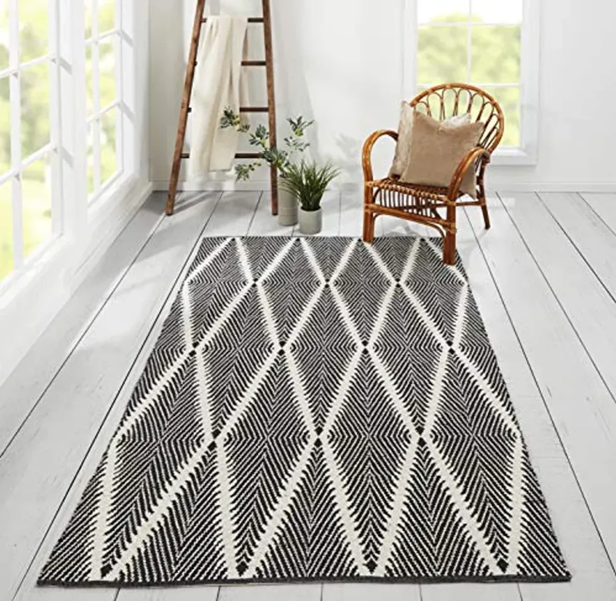 Erin Gates by Momeni River Beacon Black Hand Woven Indoor Outdoor Area Rug 5' X 7'6"