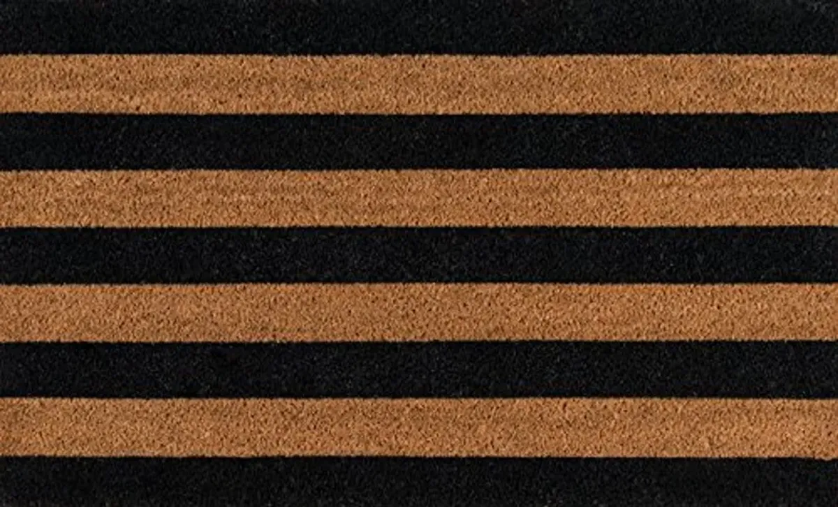 Erin Gates by Momeni Park Stripe Black Hand Woven Natural Coir Doormat 1'6" X 2'6"