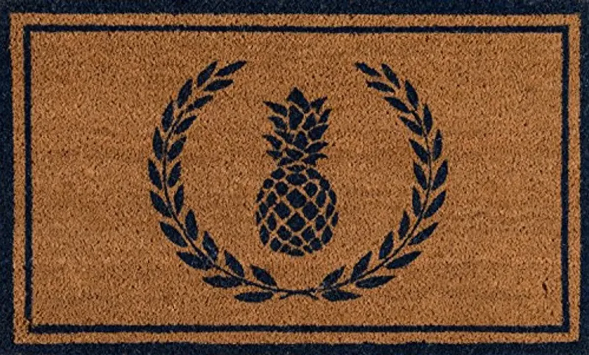 Erin Gates by Momeni Park Pineapple Navy Hand Woven Natural Coir Doormat 1'6" X 2'6"