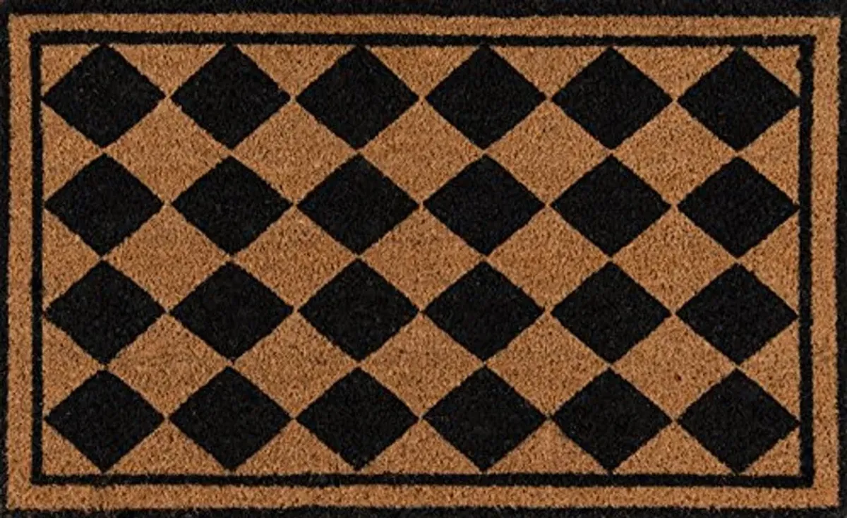 Erin Gates by Momeni Park Harlequin Black Hand Woven Natural Coir Doormat 1'6" X 2'6"