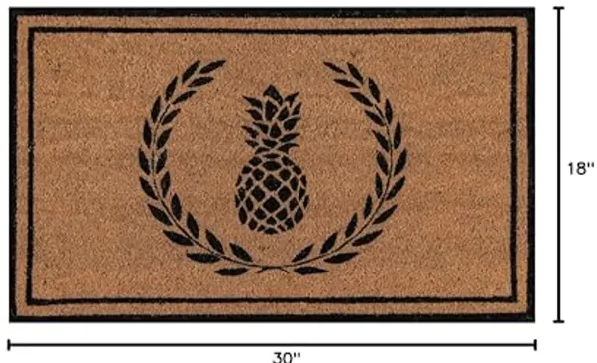 Erin Gates by Momeni Park Pineapple Black Hand Woven Natural Coir Doormat 1'6" X 2'6"