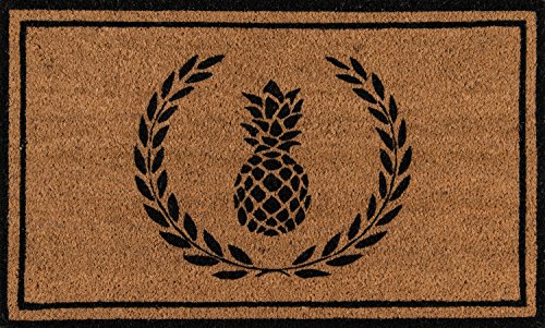 Erin Gates by Momeni Park Pineapple Black Hand Woven Natural Coir Doormat 1'6" X 2'6"