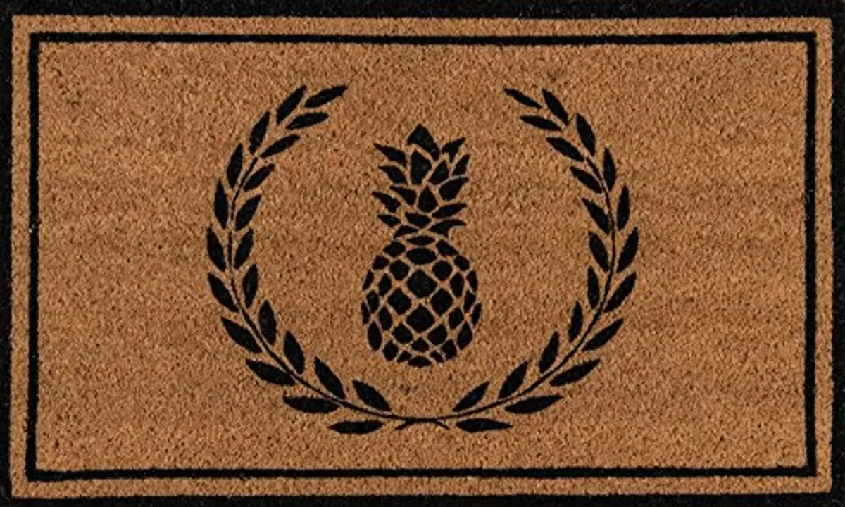 Erin Gates by Momeni Park Pineapple Black Hand Woven Natural Coir Doormat 1'6" X 2'6"