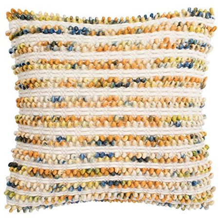 Safavieh Collection Thin Striped Looped 20" Throw Pillow, Apricot Blend