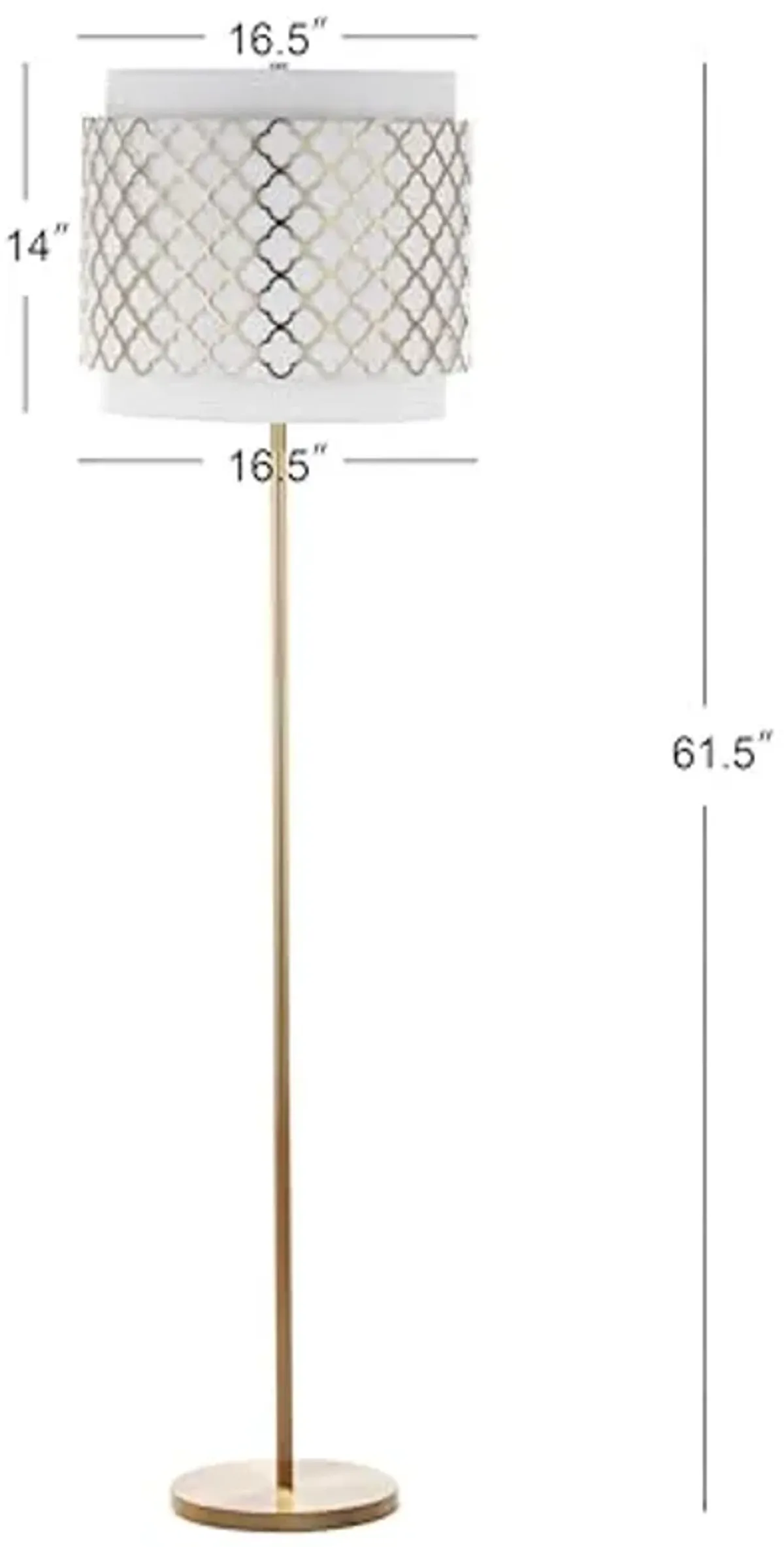 SAFAVIEH Lighting Collection Priscilla Modern Contemporary Farmhouse Gold 62-inch Living Room Bedroom Home Office Standing Floor Lamp (LED Bulb Included)