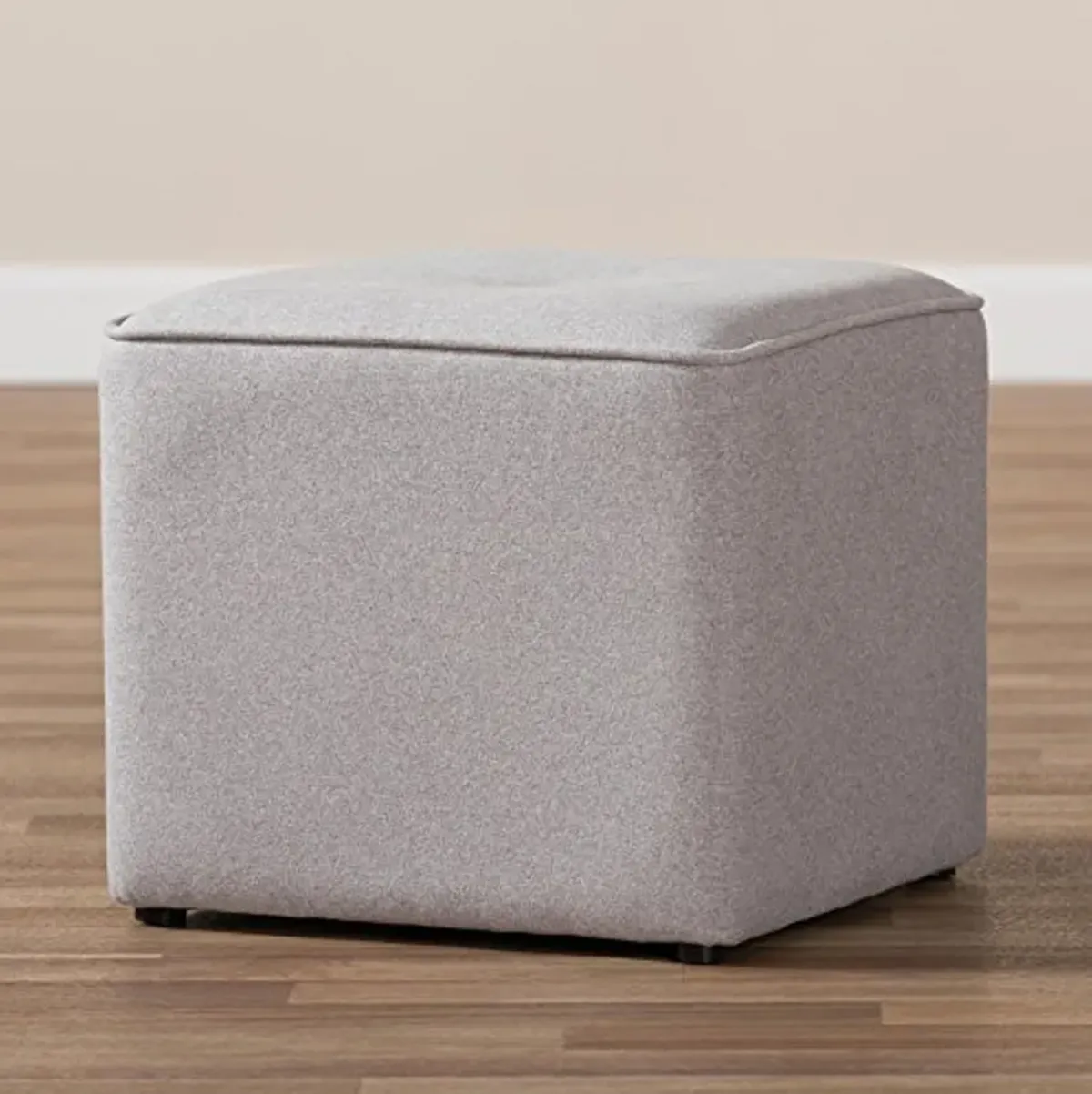 Baxton Studio Catalina Modern And Contemporary Fabric Upholstered Ottoman, Light Grey