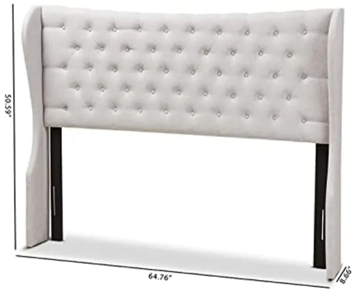 Baxton Studio Cadence Modern and Contemporary Greyish Beige Fabric Button-Tufted Queen Size Winged Headboard