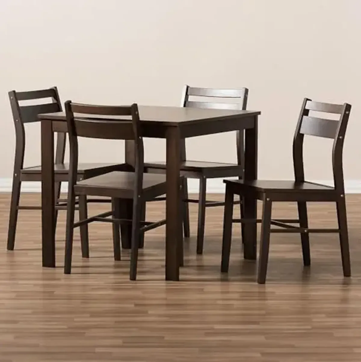 Baxton Studio Lovy 31.5-inch W Dining Set, Espresso Brown, 5-Piece