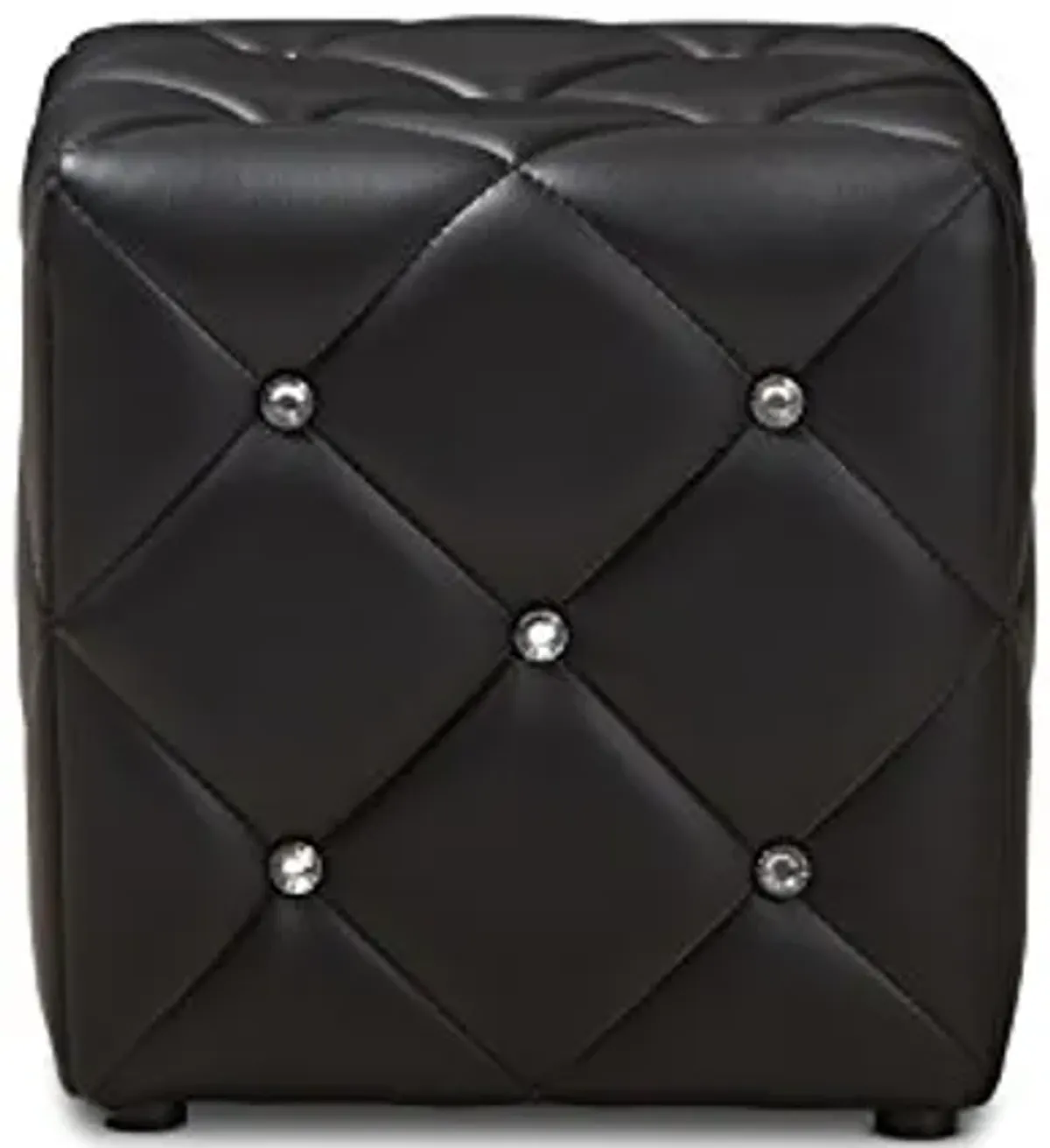 Baxton Studio Anabelle Modern and Contemporary Black Faux Leather Upholstered Ottoman