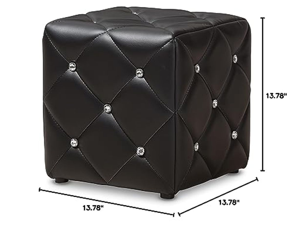 Baxton Studio Anabelle Modern and Contemporary Black Faux Leather Upholstered Ottoman