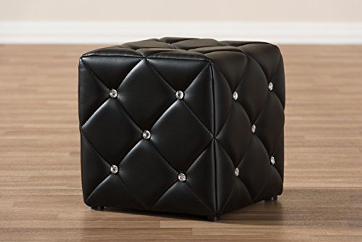 Baxton Studio Anabelle Modern and Contemporary Black Faux Leather Upholstered Ottoman