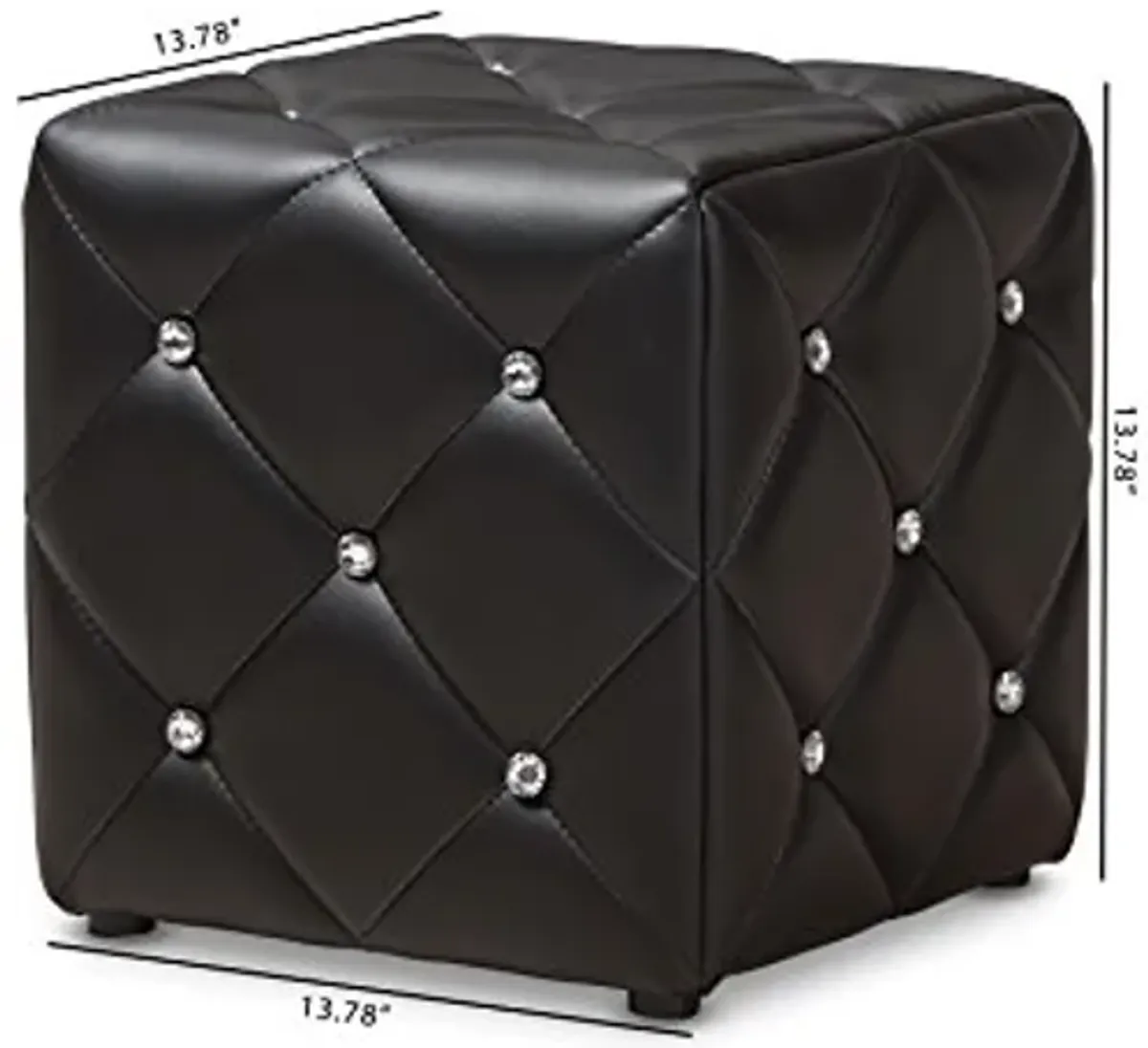 Baxton Studio Anabelle Modern and Contemporary Black Faux Leather Upholstered Ottoman