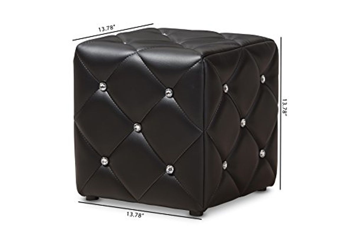 Baxton Studio Anabelle Modern and Contemporary Black Faux Leather Upholstered Ottoman