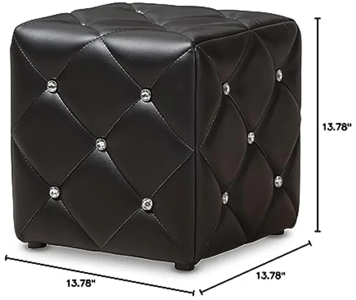 Baxton Studio Anabelle Modern and Contemporary Black Faux Leather Upholstered Ottoman