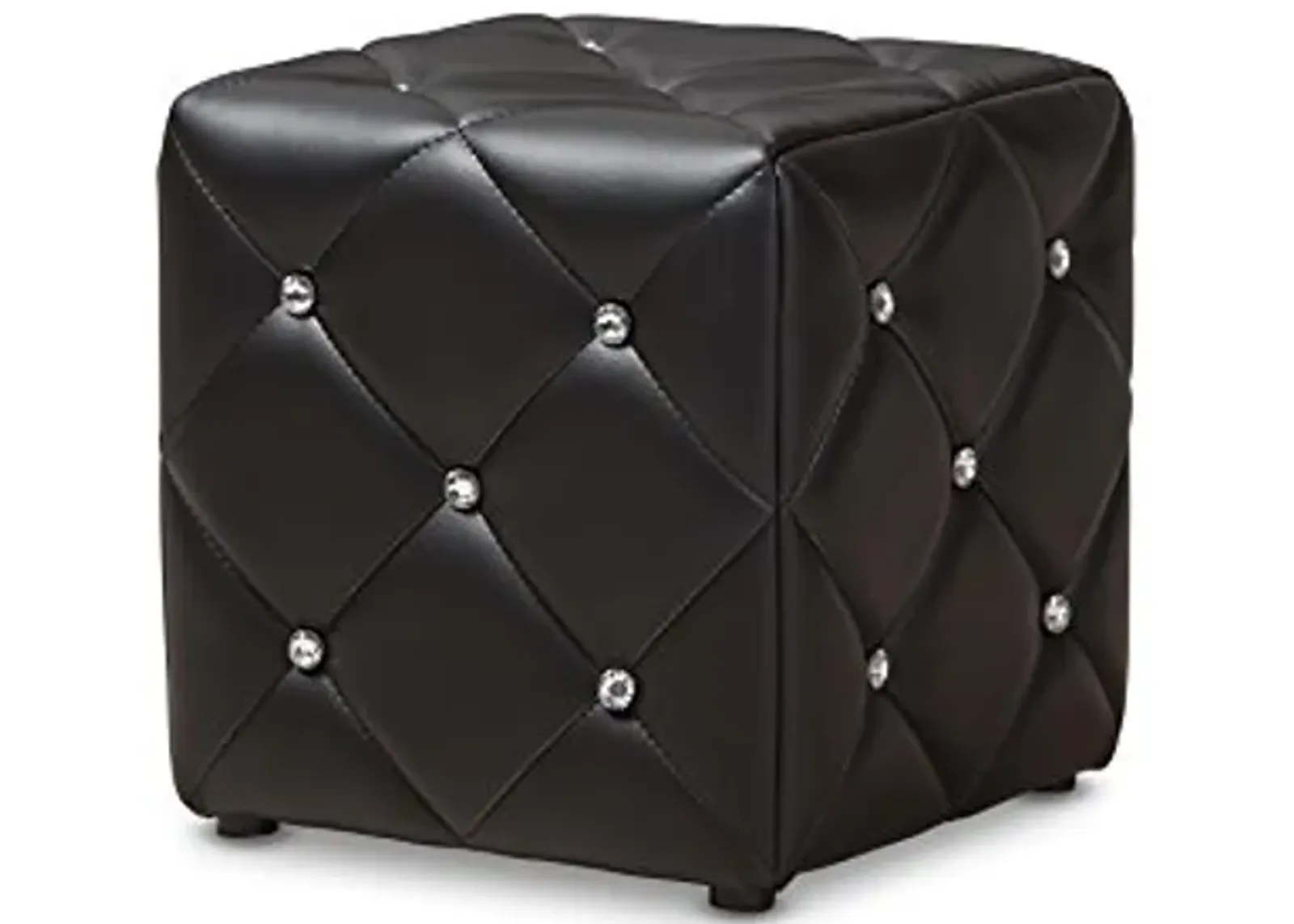 Baxton Studio Anabelle Modern and Contemporary Black Faux Leather Upholstered Ottoman