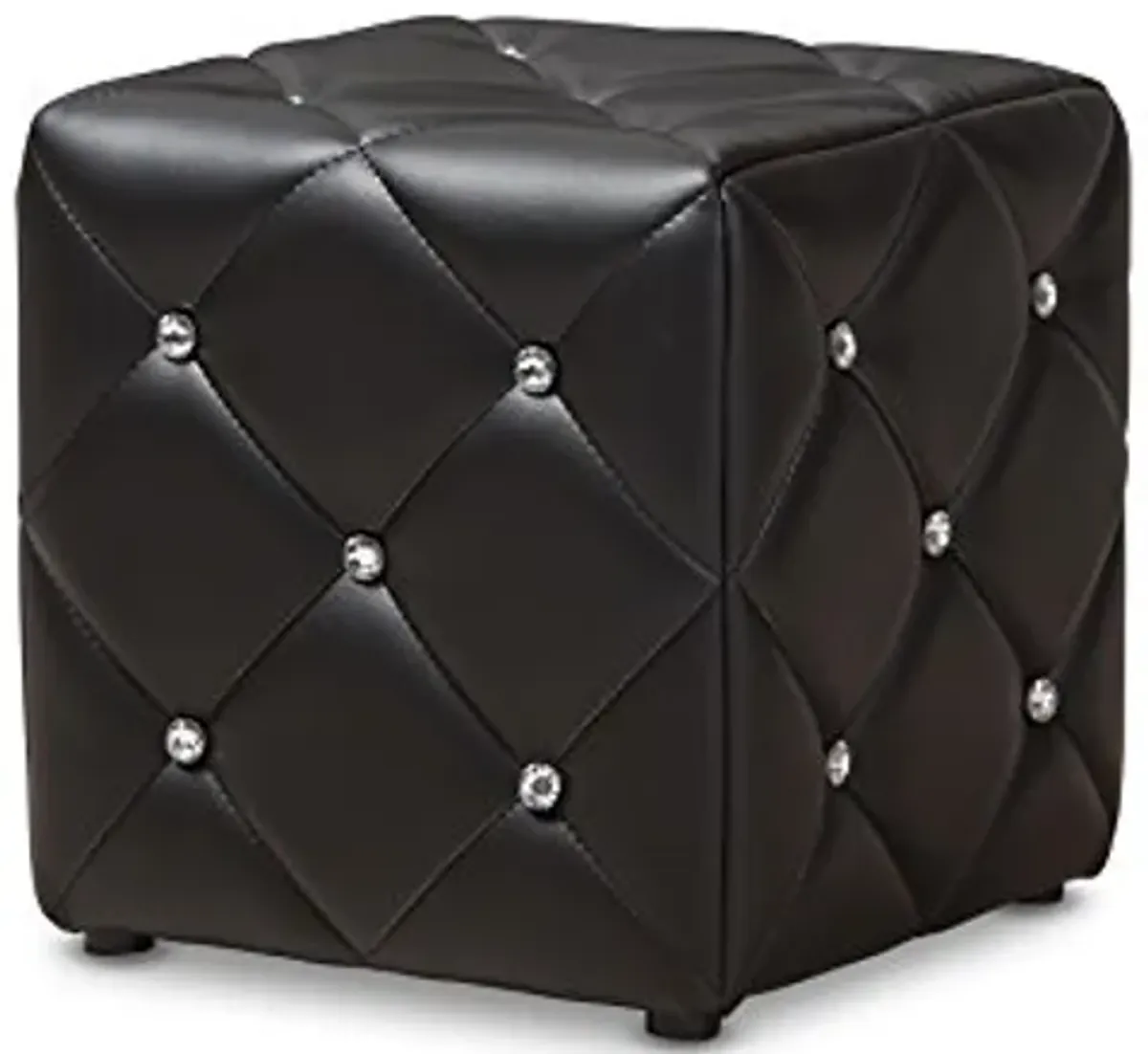 Baxton Studio Anabelle Modern and Contemporary Black Faux Leather Upholstered Ottoman