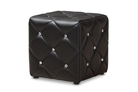 Baxton Studio Anabelle Modern and Contemporary Black Faux Leather Upholstered Ottoman
