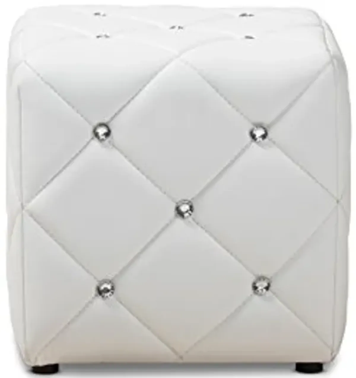 Baxton Studio Anabelle Modern and Contemporary Faux Leather Upholstered Ottoman, White