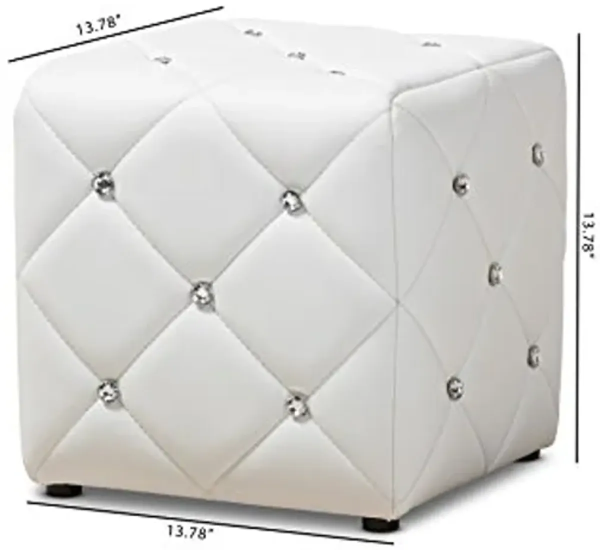 Baxton Studio Anabelle Modern and Contemporary Faux Leather Upholstered Ottoman, White