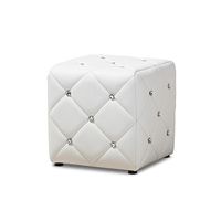 Baxton Studio Anabelle Modern and Contemporary Faux Leather Upholstered Ottoman, White