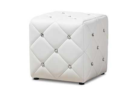 Baxton Studio Anabelle Modern and Contemporary Faux Leather Upholstered Ottoman, White