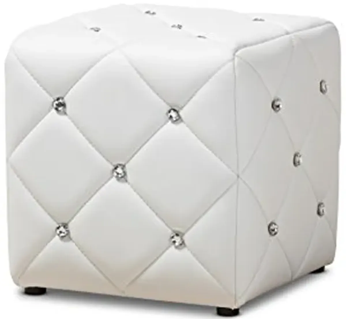 Baxton Studio Anabelle Modern and Contemporary Faux Leather Upholstered Ottoman, White