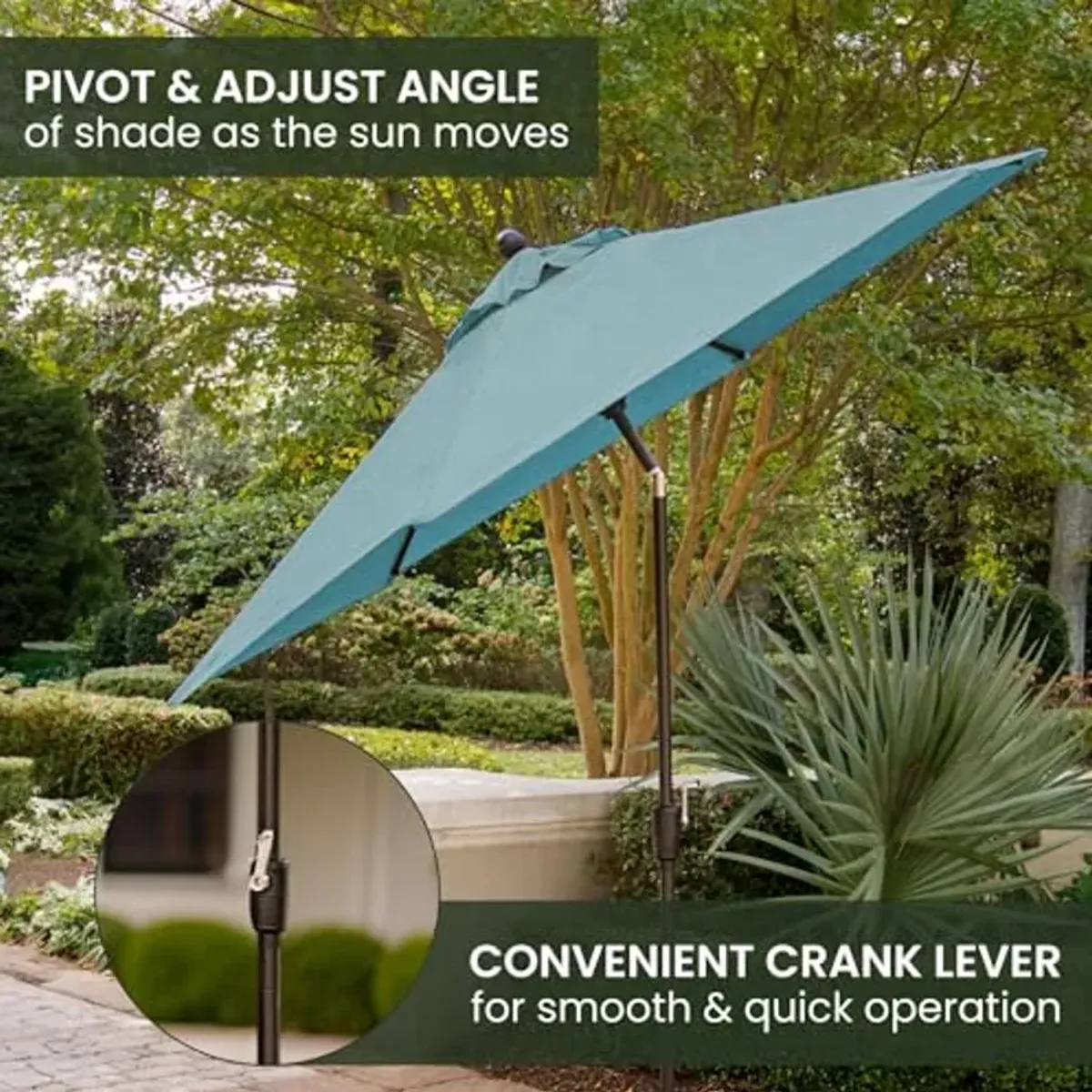 Hanover Traditions 11 Ft. Patio Umbrella with Rust-Resistant Aluminum PVC, Easy-Crank Lever, and Weather-Resistant Fabric, Outdoor Umbrella, Blue