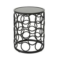 Christopher Knight Home Beryl Outdoor 16 Inch Grey Finish Ceramic Tile Side Table, Black Metal