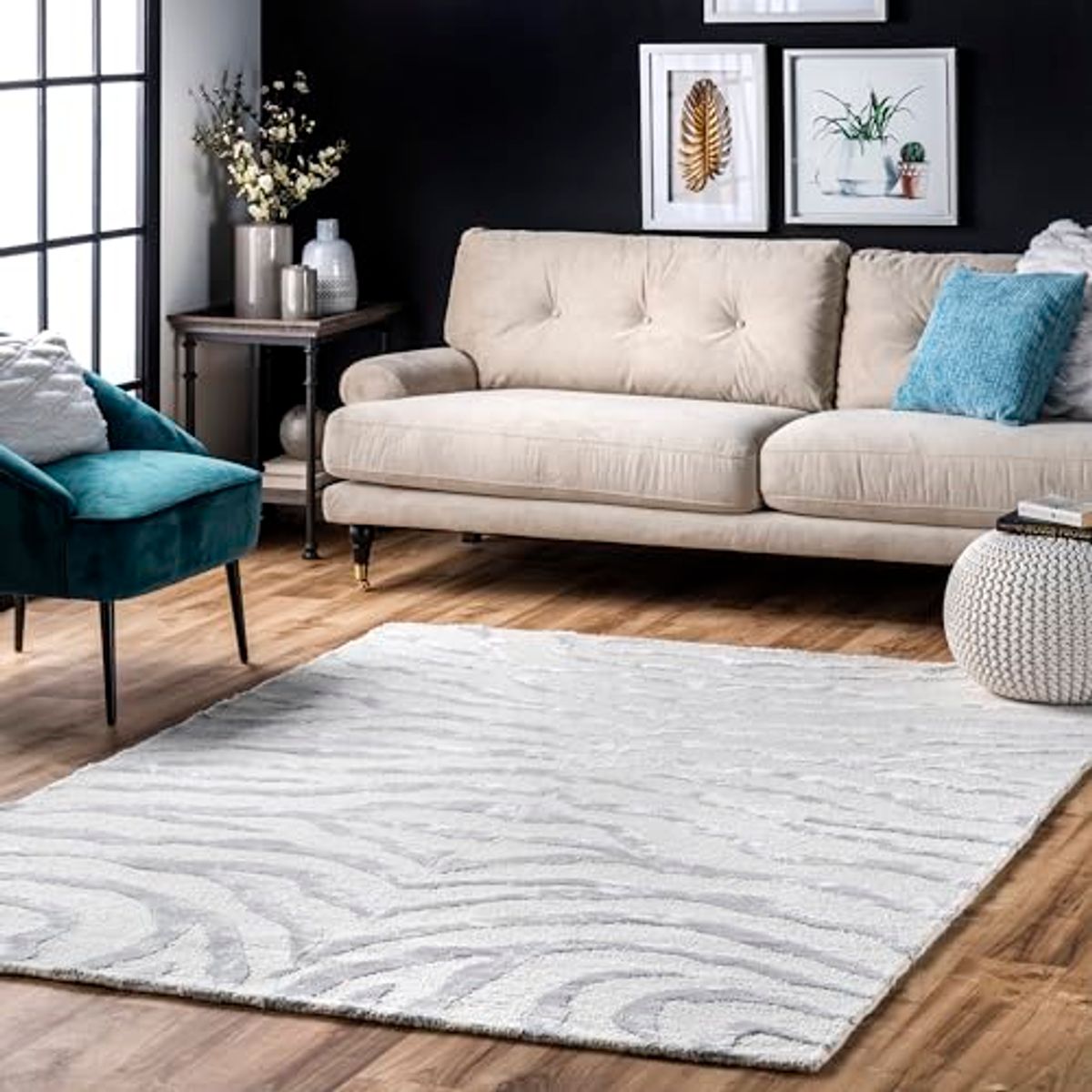 nuLOOM Hand Tufted Plush Zebra Area Rug, 6x9, Grey