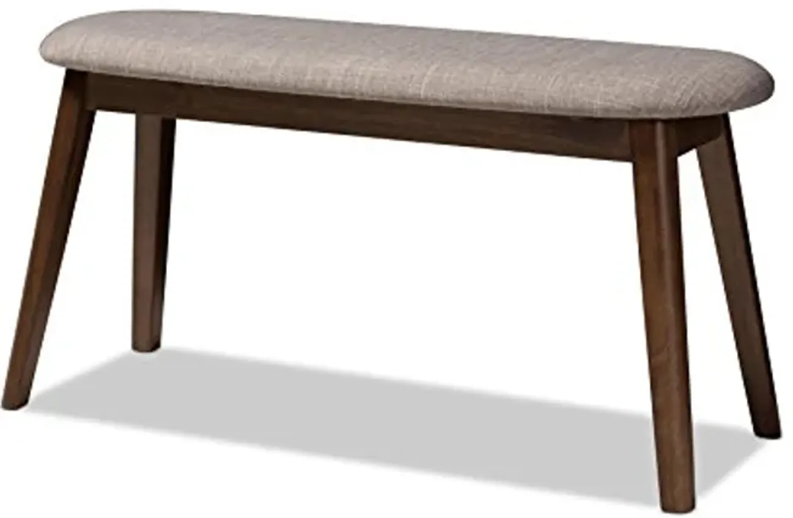 Baxton Studio Easton Mid-Century Modern Light Grey Fabric Upholstered Walnut Finished Wood Bench