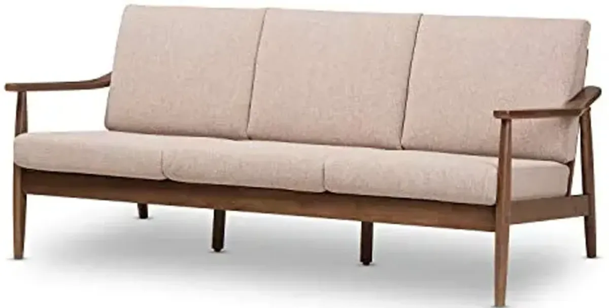 Baxton Studio Venza Fabric Sofa in Light Brown and Walnut Brown