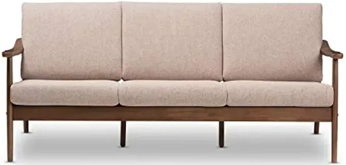 Baxton Studio Venza Fabric Sofa in Light Brown and Walnut Brown
