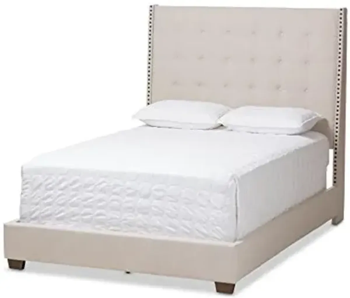 Baxton Studio Galena Upholstered Bed King Light Beige