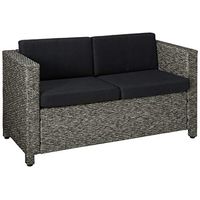 Christopher Knight Home Puerta Outdoor Wicker Loveseat with Cushions, Grey / Mixed Black Cushions