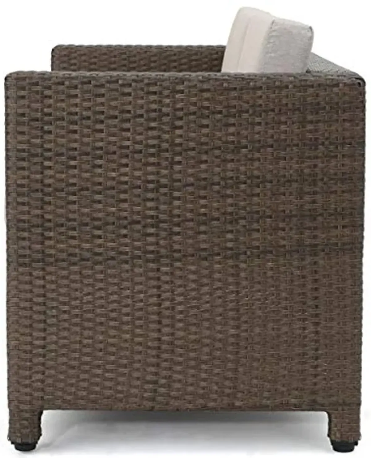 Christopher Knight Home Puerta Outdoor Wicker Loveseat with Cushions, Brown / Ceramic Grey Cushions