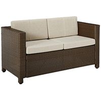 Christopher Knight Home Puerta Outdoor Wicker Loveseat with Cushions, Brown / Ceramic Grey Cushions