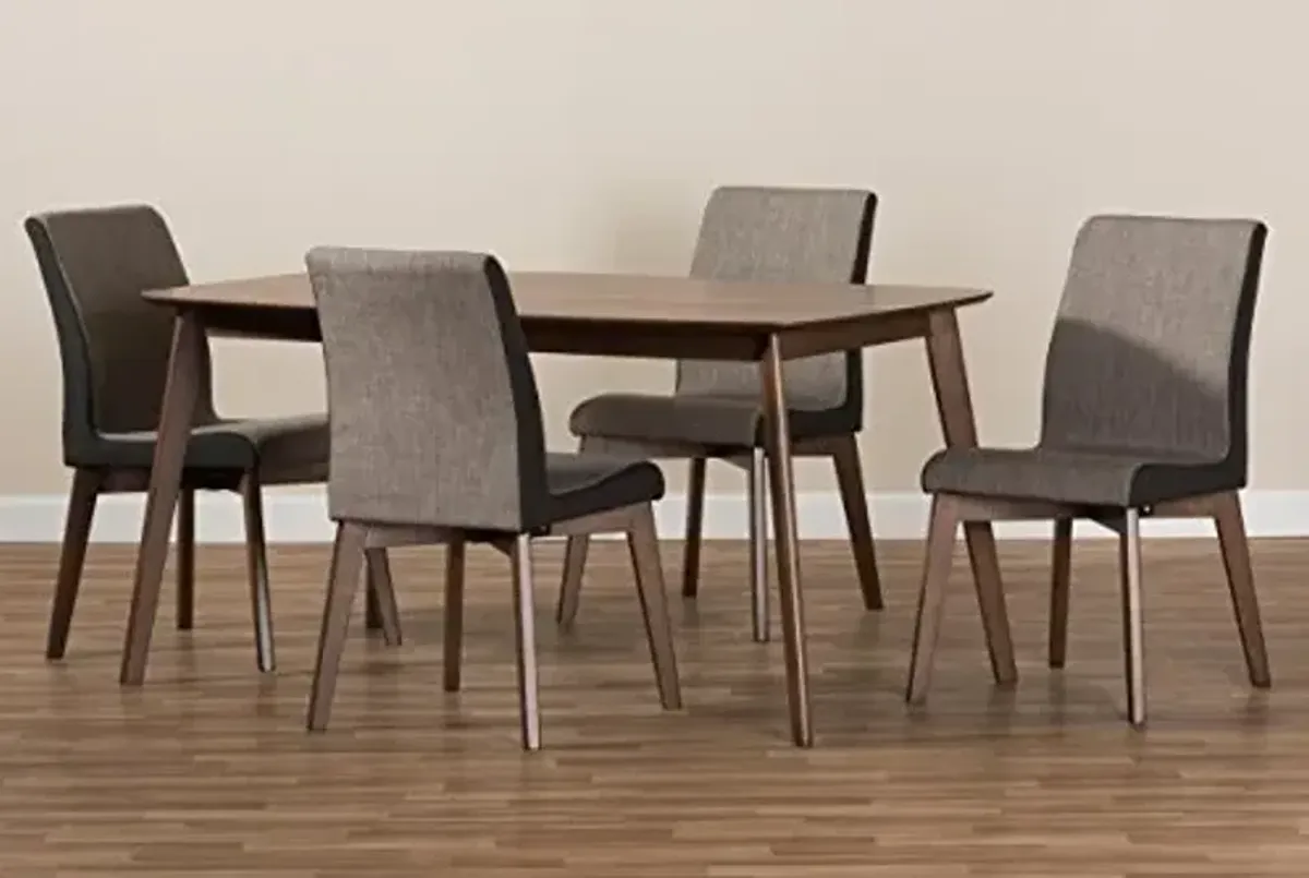Baxton Studio Kimberly Dining Set Dining Set Beige and Brown Fabric 5-Piece Dining Set